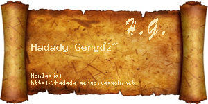 Hadady Gergő névjegykártya